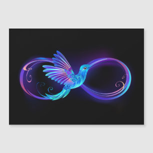 Symbole d'infini néon avec colibri brillant