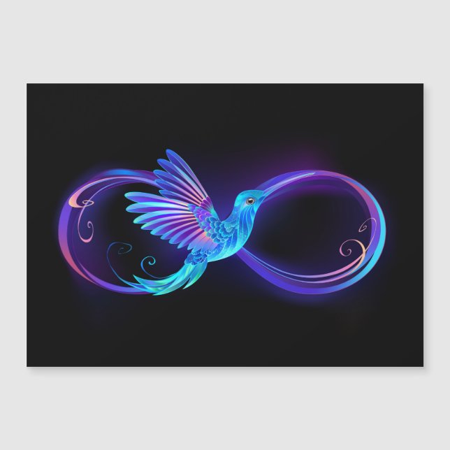 Symbole d'infini néon avec colibri brillant (Devant)