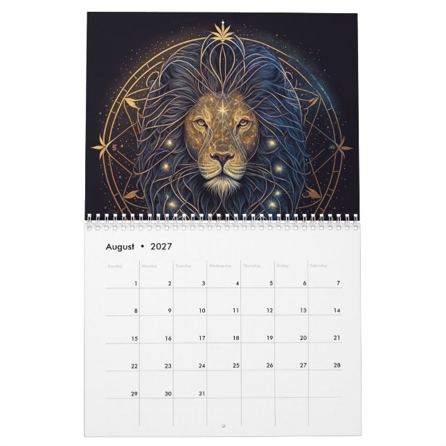 Symbole du calendrier zodiaque or et noir (Aug 2027)