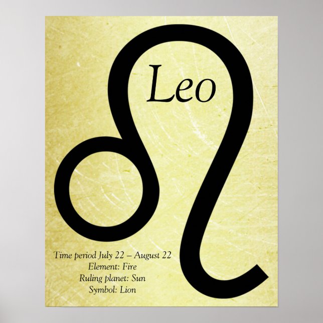 Symbole du Leo Horoscope Poster Or et Noir (Devant)