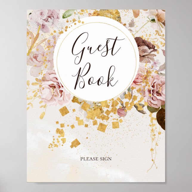 Symbole du livre d'or moderne Blush Floral Waterco (Devant)