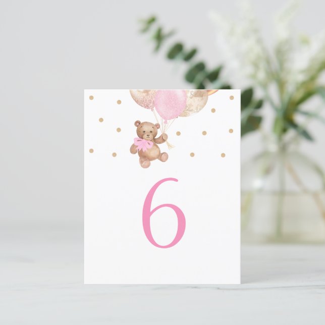 Symbole du numéro de la table rose et or de l'ours (Debout devant)