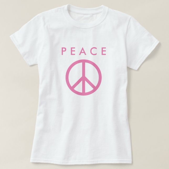 Symbole du signe de paix rose sur t-shirt blanc po (Design devant)