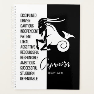 Symbole du zio de Capricorne, noir et blanc