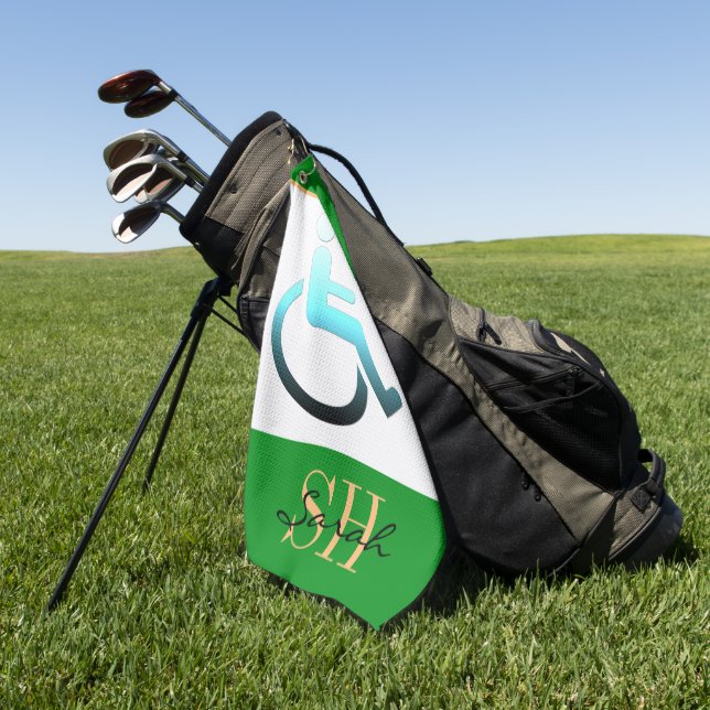 Symbole et monogrammed / serviette de golf (Vert)