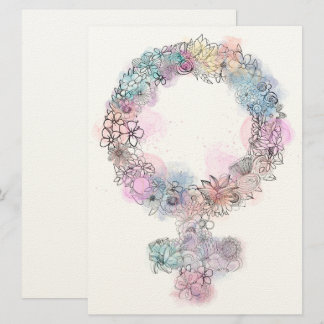 Symbole féministe Vénus avec fleurs