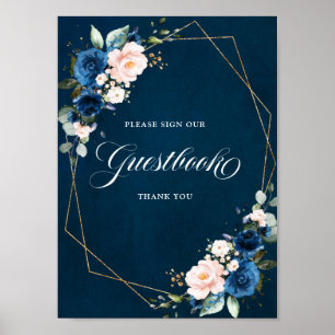 Symbole géométrique Blush Navy Poster du livre d'o