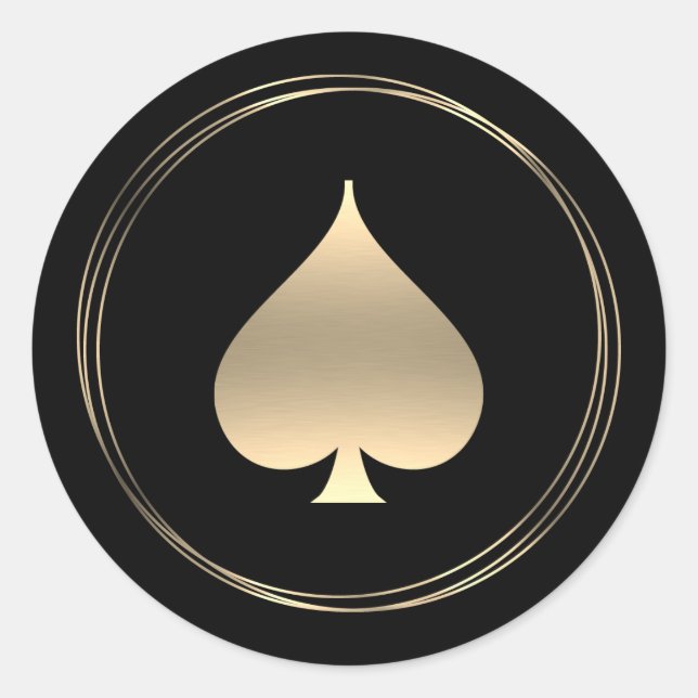 Symbole Gold Spade Sticker Classic Round (Devant)