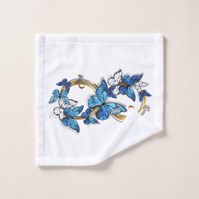 Symbole infini de papillons Morpho bleus (Gant de toilette)