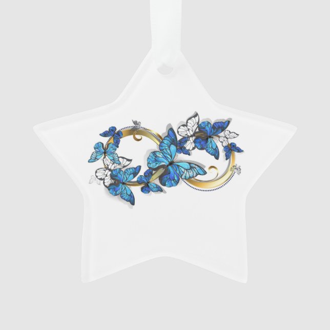 Symbole infini de papillons Morpho bleus (devant)