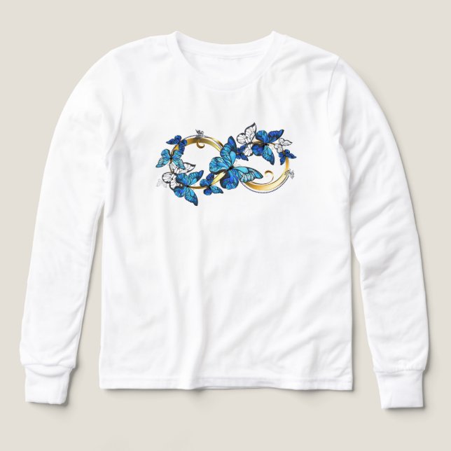 Symbole infini de papillons Morpho bleus (Motif recto)