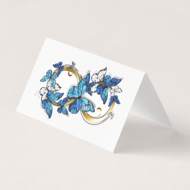 Symbole infini de papillons Morpho bleus (Front)