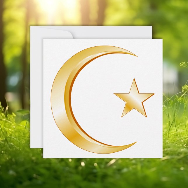 Symbole Islam Invitation/carte Faire-part (Islam Symbol Announcement/Invitation. Gold crescent moon, star. Customize with your text.)