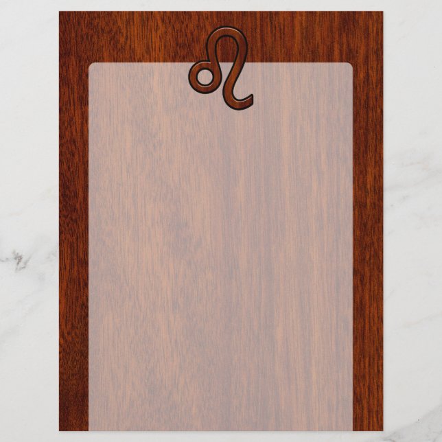 Symbole Leo Zodiac en bois de mahogany (Devant)