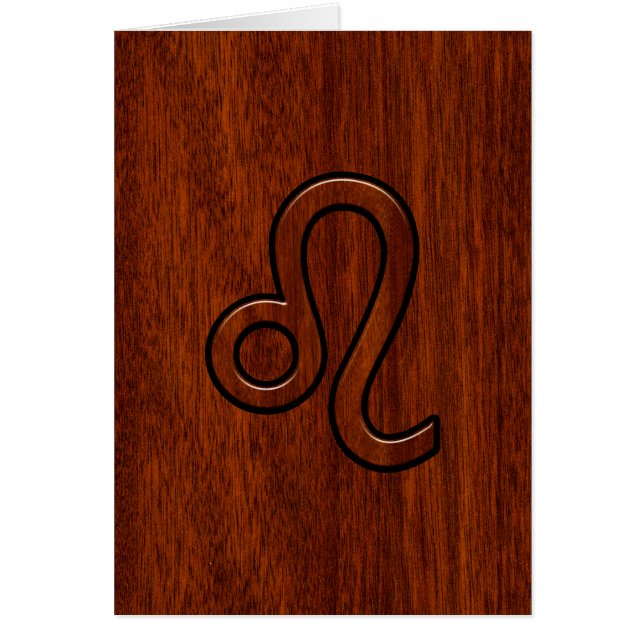 Symbole Leo Zodiac en bois de mahogany (Devant)