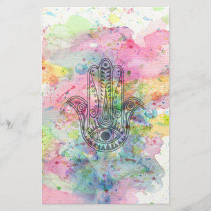 Symbole main HAMSA Aquarelle colorée