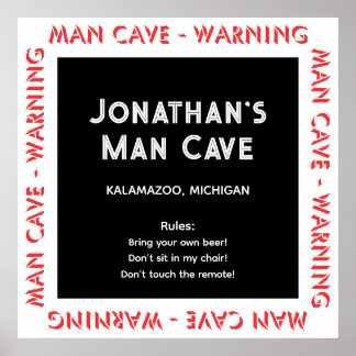 Symbole Man Cave Avertissements & Règles Poster