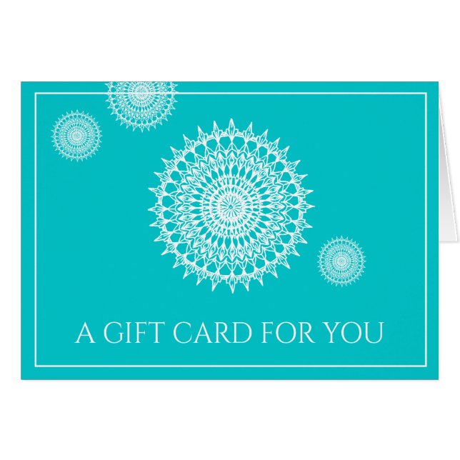 Symbole Mandala Blanc De L'Univers Sur Turquoise (Devant Horizontal)