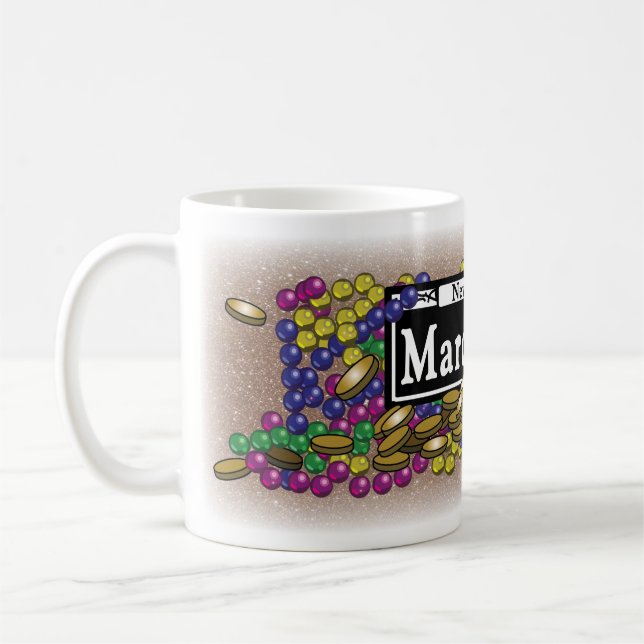 Symbole Mardi Gras - Mug café Parties scintillant  (Gauche)