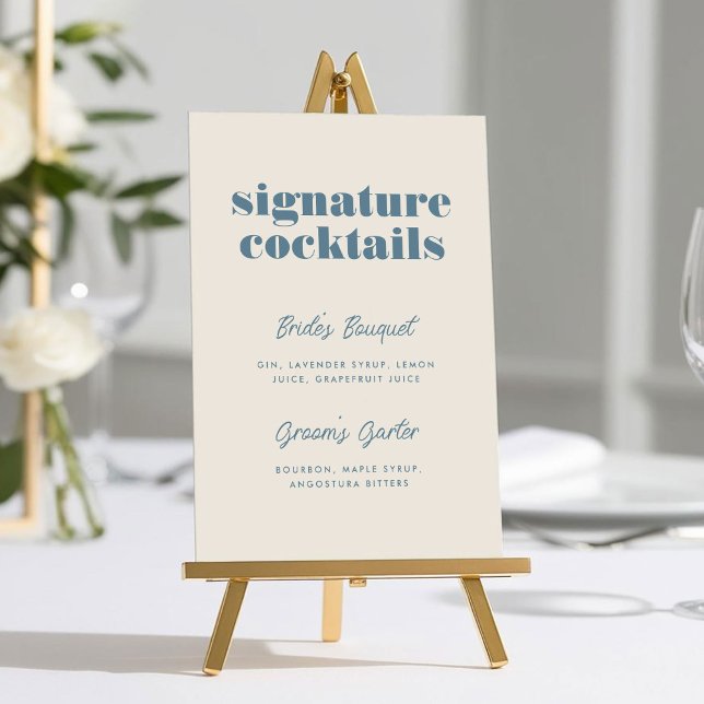 Symbole Mariage de cocktail Signature Typographie  (Bold Typography Signature Cocktail Bar Wedding Sign)