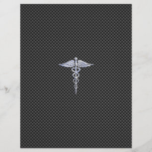 Symbole médical du caducée d'argent de style fibre