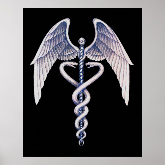 Symbole Médicale Caduceus Black Business Poster (Devant)