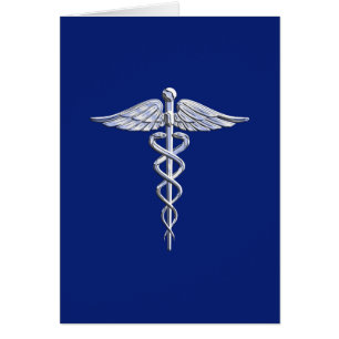 Symbole Médicale Chrome Argent sur bleu marine