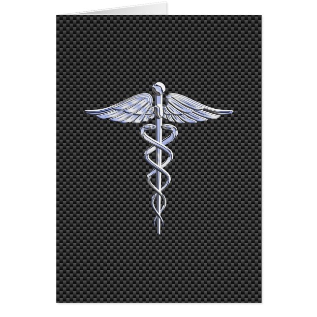 Symbole Médicale Chrome Caduceus Fibre de carbone  (Devant)