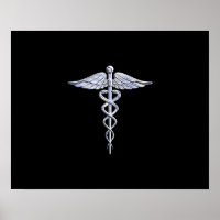 Symbole Médicale de Caduceus en argent sur la déco