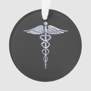 Symbole Médicale Silver Caduceus Style fibre de ca