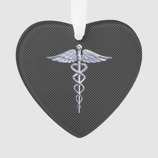 Symbole Médicale Silver Caduceus Style fibre de ca (devant)