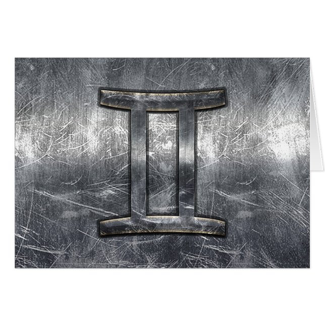 Symbole moderne Gemini Zodiac Grunge Style déprimé (Devant horizontal)
