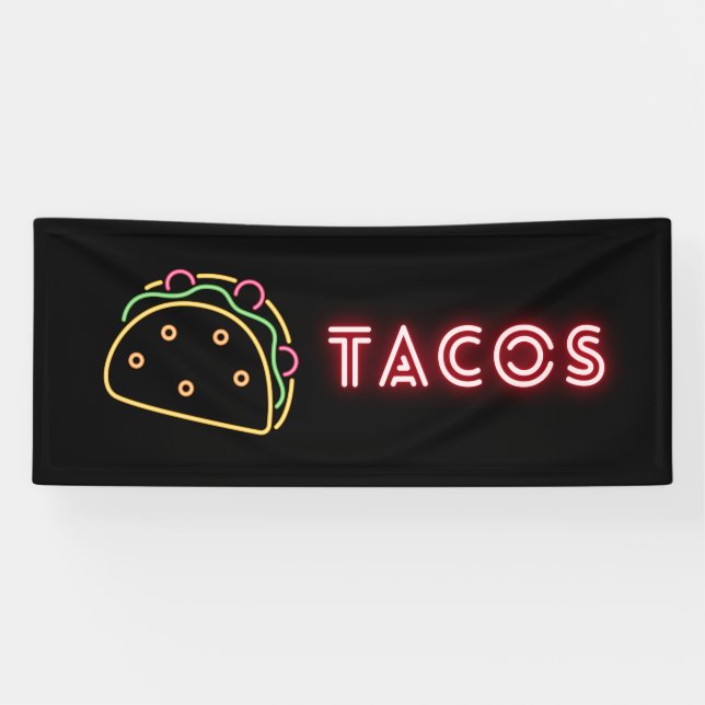 SYMBOLE NEON Tacos Bannière Vinyl (Horizontal)