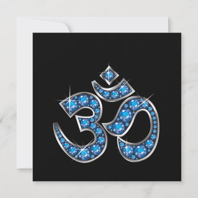 Symbole Om avec Pierres "Aquamarine" (Devant)