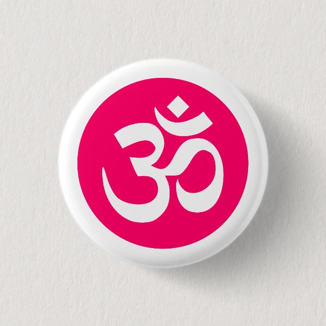 Symbole Om sur Badge Blanc et Rose (Devant)