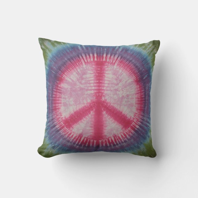 SYMBOLE Pink Peace Tie Dye Coussin américain MoJo (Recto)