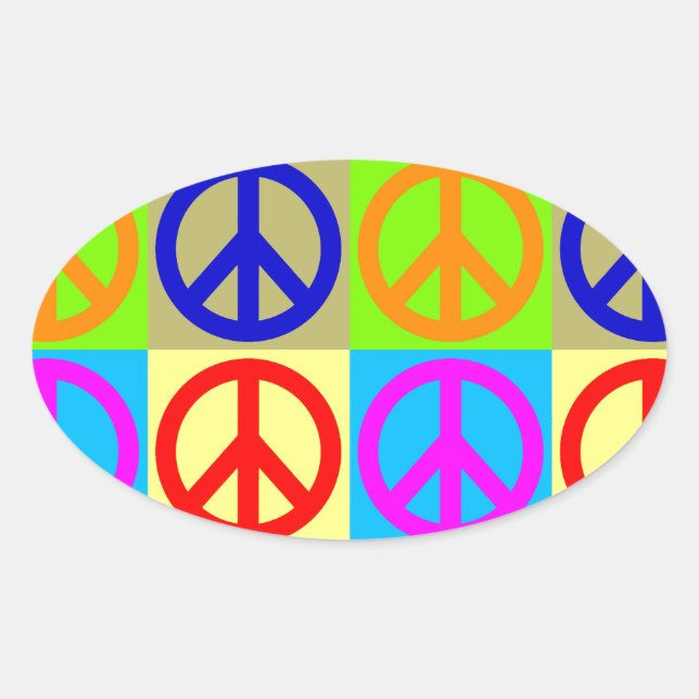 Symbole Pop Art Peace Sticker Oval (Devant)