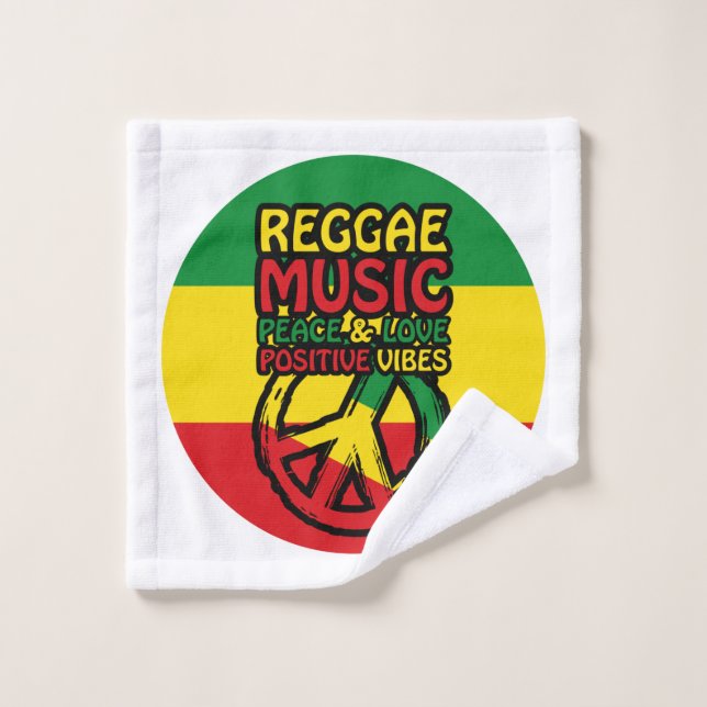 Symbole Reggae et Paix avec citations positives (Gant de toilette)