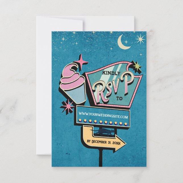 Symbole RSVP de mariage futuriste rétro (Devant)