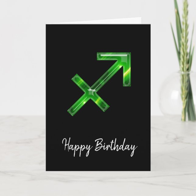 Symbole Sagittaire Vert Carte d'anniversaire (Devant)