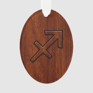 Symbole Sagittarius Zodiac sur la décoration en bo