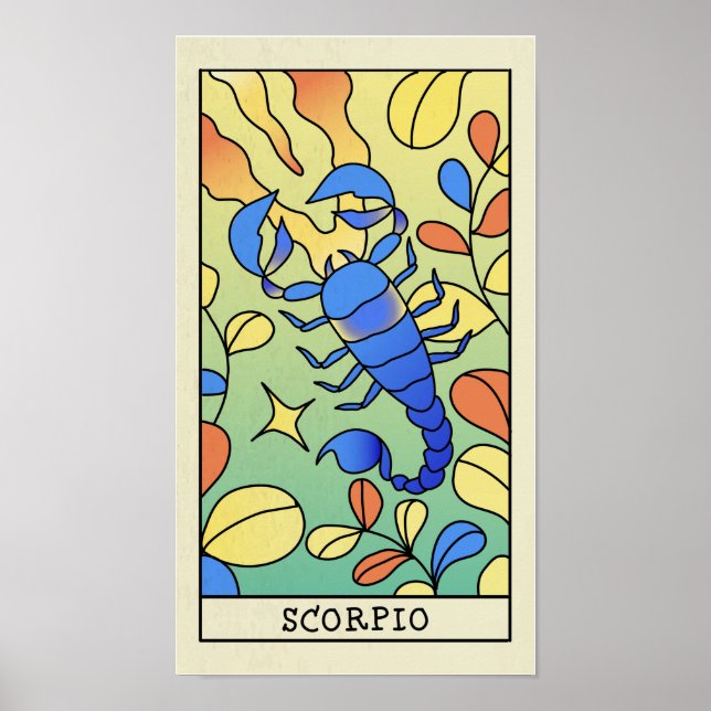 SYMBOLE Scorpio Zodiac Poster vintage d'art Abstra (Devant)