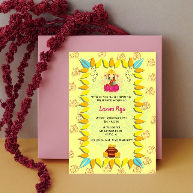 Symbole Shree Laxmi Puja Om Invitation (Créateur téléchargé)