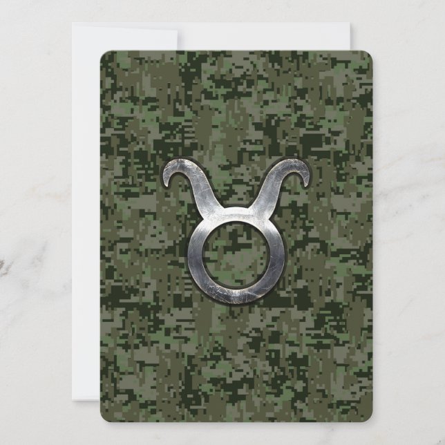 Symbole Taurus Zodiac sur Camo numérique vert (Devant)