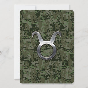 Symbole Taurus Zodiac sur Camo numérique vert