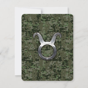 Symbole Taurus Zodiac sur Camo numérique vert