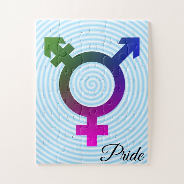 Symbole Trans* rose/bleu/vert Puzzle (Vertical)