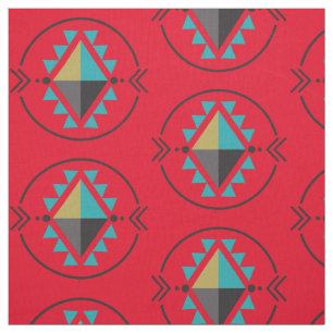Symbole tribal aztèque tissu Motif rouge
