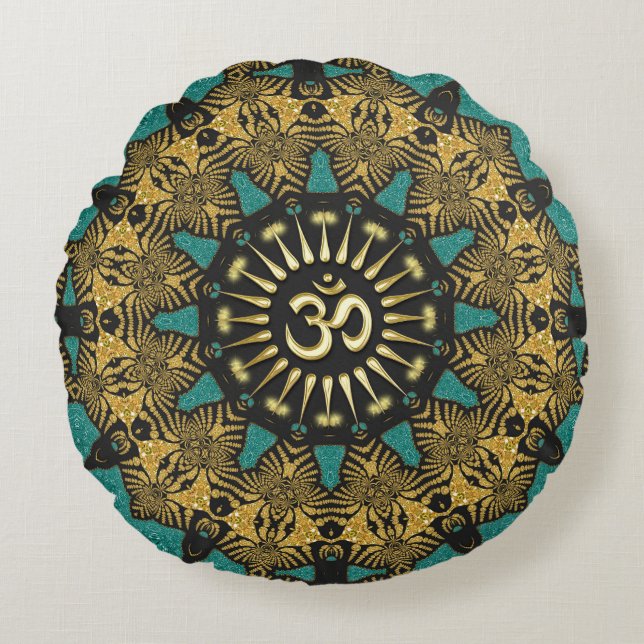 SYMBOLE turquoise DE LA Tribale Mandala Om Coussin (Devant)