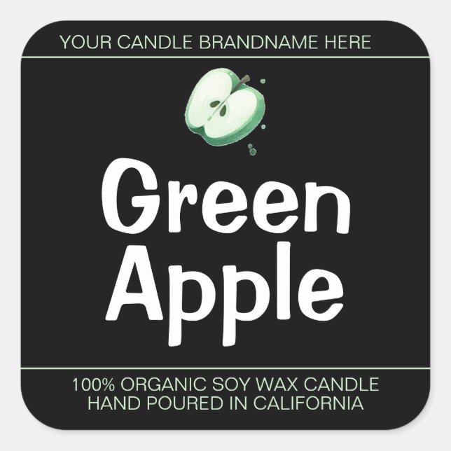 Symbole vert pomme mignonne Soy Bougies Étiquette  (Devant)